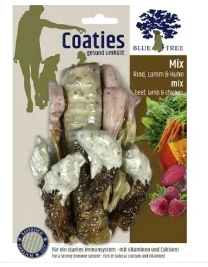 Снимка на JR Farm Coaties Mix-Blue Tree - Holi Bones - Неустоим кожен кокал за кучета-микс от говеждо, агнешко и пилешко месо 100 гр.