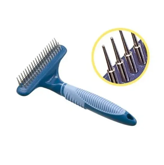 Снимка на Camon Rotating teeth rake - eдноредов метален гребен тип гребло - ситни 37 зъбци за кучета