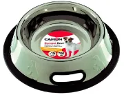 Снимка на Camon Stainless steel bowl - неплъзгаща метална купичка с кант за вода и храна за кучета 700 мл. 1
