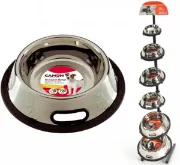 Снимка на Camon Stainless steel bowl - неплъзгаща метална купичка с кант за вода и храна за кучета 700 мл. 2