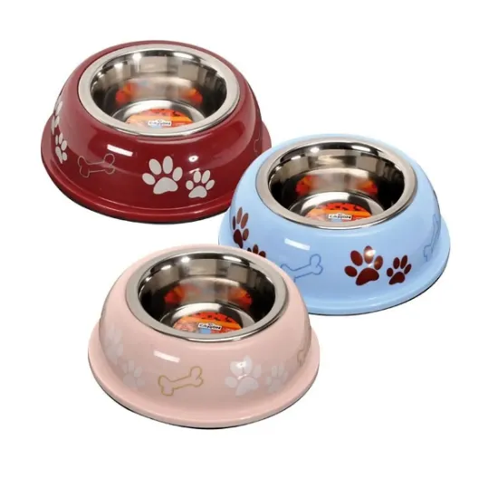 Снимка на Camon Steel and colour plastic bowls - метална купичка за кучета 950 мл 16.5 см. син, червен, розов