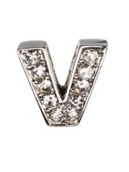 Снимка на Camon - Декоративна буква V - с брилянти за поводи и нашийници - 2 см.