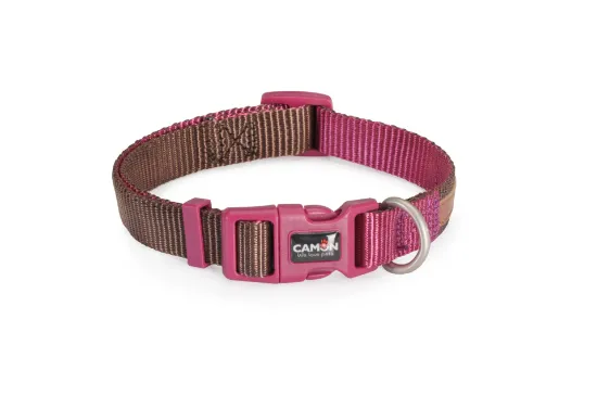 Снимка на Camon Double premium Brown Cyclam - Кучешки нашийник цикламено и кафяво 15x300/400мм