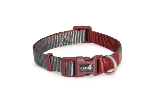 Снимка на Camon Double premium Grey Red - Кучешки нашийник червено със сиво 20x360/480мм