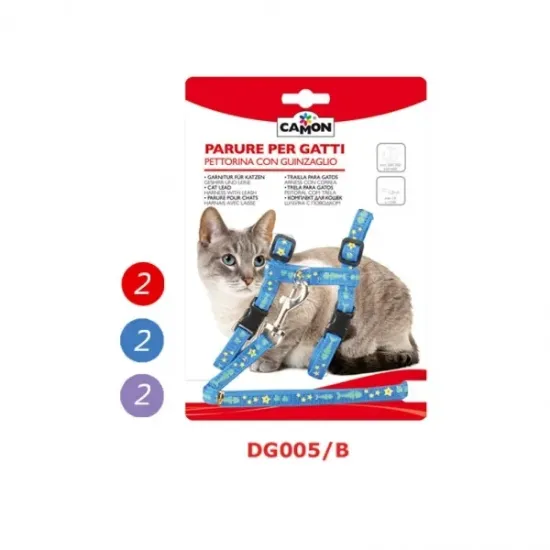 Снимка на Camon Kitten - Комплект повод с нагръдник с декорация за котки 10/1200мм