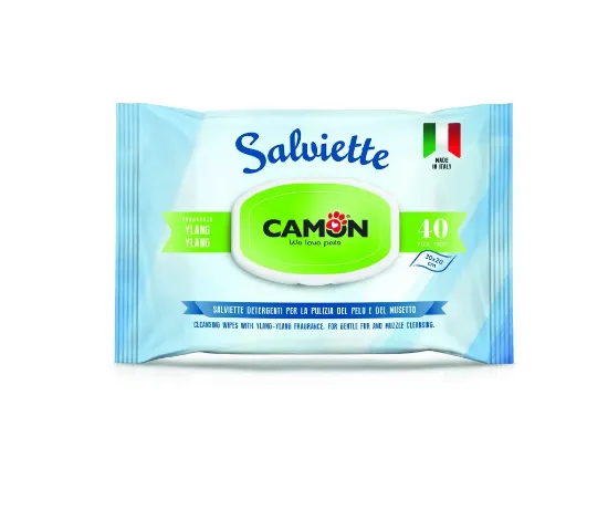 Снимка на Camon Cleaning wipes wipes Ylang-Ylang - мокри кърпички с иланг иланг за кучета и котки 40 броя