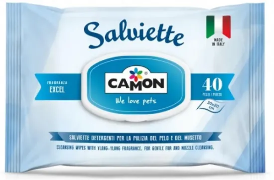 Снимка на Camon Cleaning wipes Excel - мокри кърпички с алое вера за кучета и котки 40 броя