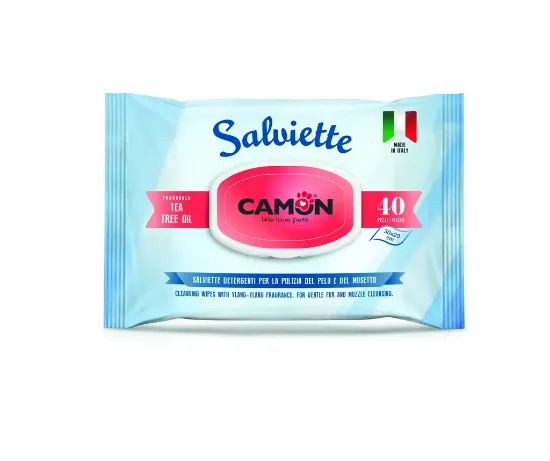 Снимка на Camon Tea Tree Oil cleaning wipes - мокри кърпички с масло от чаено дърво за кучета и котки 40 броя