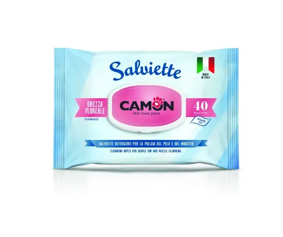 Снимка на Camon Cleaning wipes with Floral Breeze - мокри кърпички флорален бриз за домашни любимци 30 / 20 см. , 40 броя