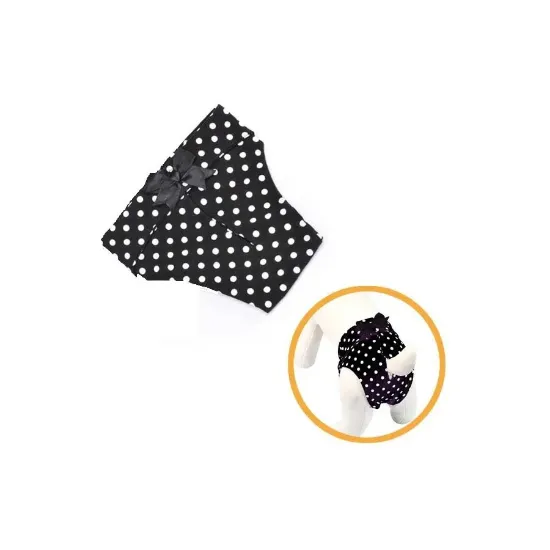 Снимка на Camon Polka-dotted cotton dog pants -Хигиенни гащи/бански за разгонени женски кучета 30 см. Long