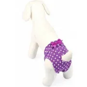 Снимка на Camon Polka-dotted cotton dog pants -Хигиенни гащи/бански за разгонени женски кучета 34 см.Лилаво 2