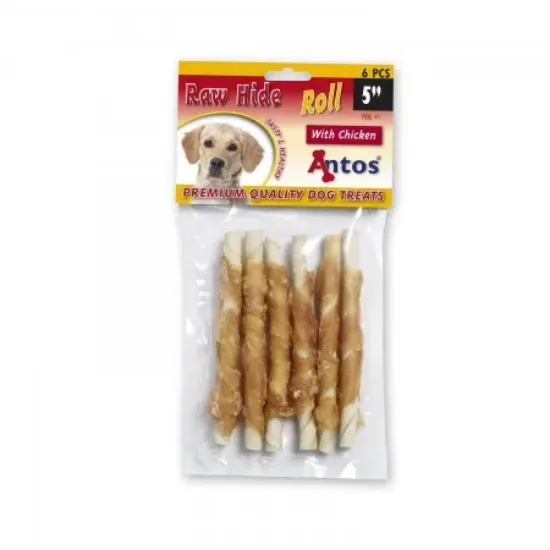Снимка на Antos Roll Premium - Кучешко лакомство, усукани солети обвити с пилешко месо, 2 пакета х 6 броя (12 см. )