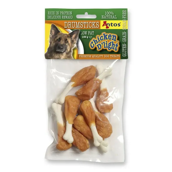 Снимка на Antos Chicken D'light -Кучешко лакомство бутчета с пилешко, 2 броя х 100 гр.