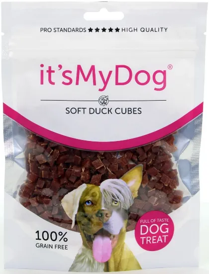 Снимка на It's My Dog Duck Soft Cubes Grain Free - Кучешко лакомство меки кубчета патешко, без зърно, 2 броя х 85 гр.