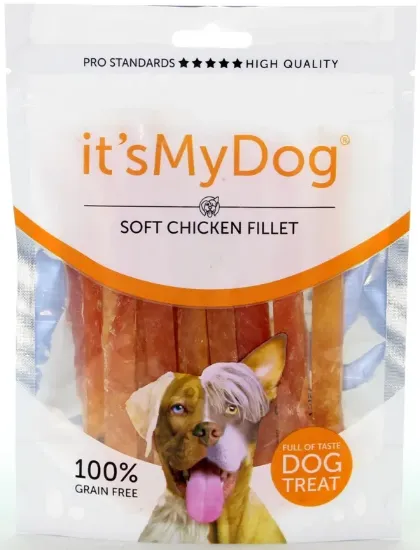Снимка на It's My Dog Chicken Soft Fillet Grain Free - Кучешко лакомство меко пилешко филе , без зърно, 2 броя х 85 гр.