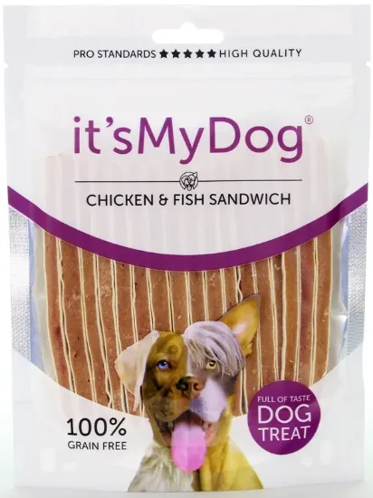 Снимка на It's My Dog Chicken & Fish Grain Free - Кучешко лакомство ленти пиле и риба , без зърно, 2 броя х 85 гр.
