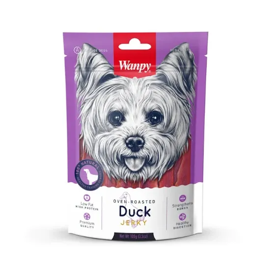 Снимка на Wanpy Duck Jerky -Кучешко лакомство премиум клас патешко филе, печено на фурна, 2 броя х 100 гр.