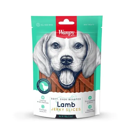 Снимка на Wanpy Soft Lamb Jerky Slices - Кучешко лакомство премиум клас меко филе агне, печено на фурна, 2 броя х 100 гр.