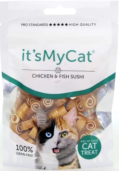 Снимка на It's My Cat Suchi Chicken & Fish Grain Free - Котешко лакомство суши пиле и риба , без зърно, 4 броя х 50 гр.