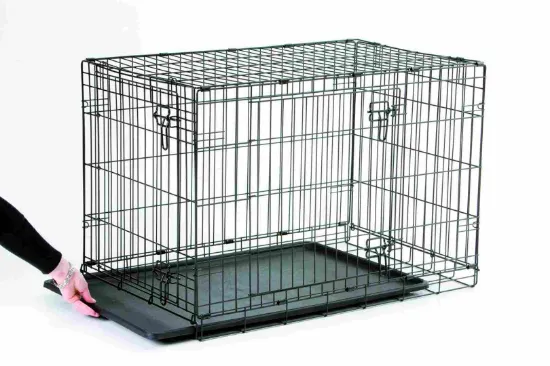 Снимка на Savic Dog cottage 61 - Метална клетка сгъваема с врата отгоре и отпред, 61х44х50см, черна