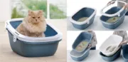 Снимка на Savic Simba Sift - Котешка тоалетна ,два съда + решетка, с борд, за едри породи котки, бяло/сиво, 64 х 46 х 31 см. 2