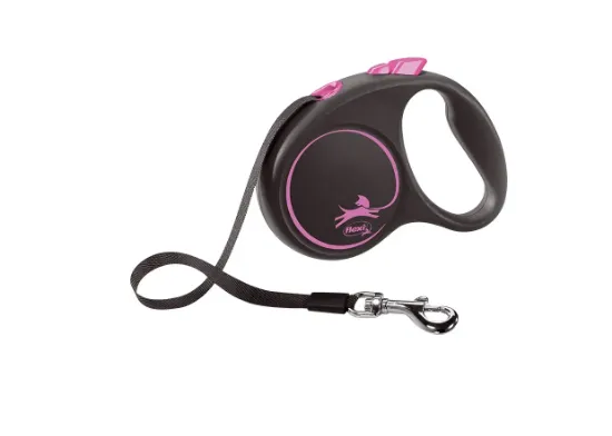 Снимка на Flexi Black Design L - Автоматичен повод за кучета 5м лента, до 50кг, розов