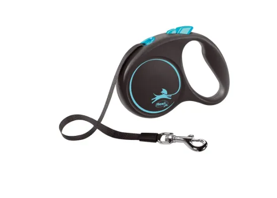 Снимка на Flexi Black Design L - Автоматичен повод за кучета 5м лента, до 50кг, светло син