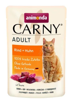 Показвай детайлите за Animonda Carny Pouch Adult - Пауч за котки от 1 до 6г, говеждо месо и пиле, 85 гр Снимка на Animonda Carny Pouch Adult - Пауч за котки от 1 до 6г, говеждо месо и пиле, 85 гр