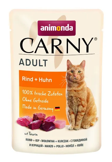 Снимка на Animonda Carny Pouch Adult - Пауч за котки от 1 до 6г , говеждо месо и пиле, 4 броя х 85 гр.