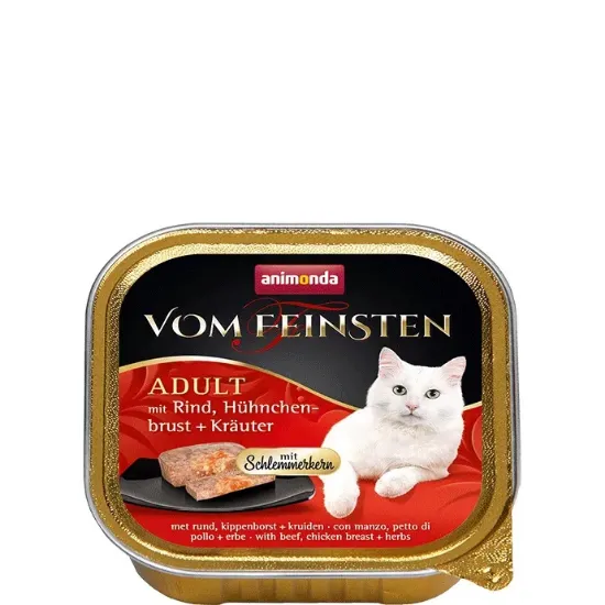 Снимка на Animonda von feinsten 2 in 1 chicken, beef and herbs - Котешки пастет с пиле,телешко и билки , 6 броя х 100 гр.