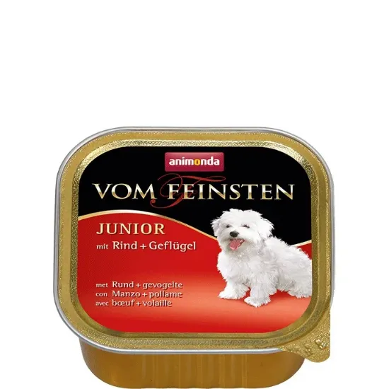 Снимка на Animonda Vom Feinsten Junior Beef Poultry -Пастет с говеждо и пилешко месо, за кучета от 1 до 12 месеца, 4 броя х 150 гр.