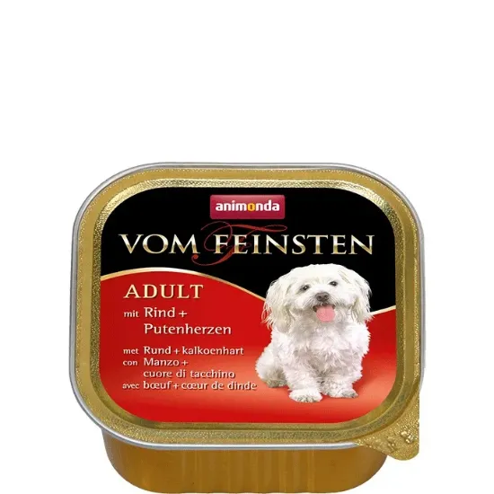 Снимка на Animonda Vom Feinsten Classic Beef Turkey Hearts - Пастет с говеждо и пуешки сърца за кучета, 4 броя х 150 гр.