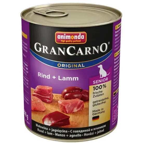 Снимка на Animonda GranCarno Original Senior with Veal and Lamb -Консервирана храна с говеждо и агнешко месо, за кучета над 7 години, 3 броя х 400 гр.