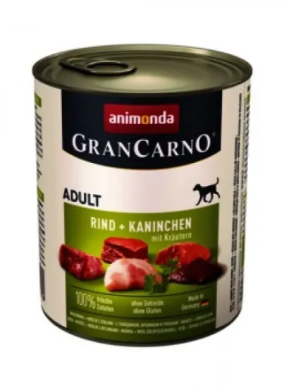 Снимка на Animonda Gran Carno Adult -Консервирана храна за израснали кучета с говеждо и патешки сърца, 2 броя х 800 гр.