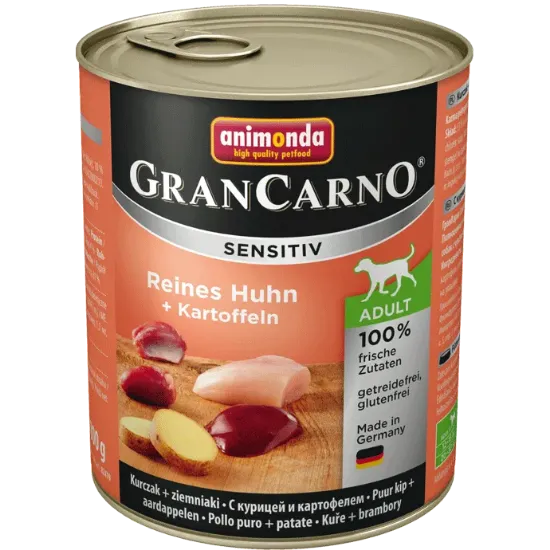 Снимка на Animonda GranCarno Sensitive Adult Pure Chicken Potatoes -Храна за чувствителни кучета с пилешко месо и картофи, 2 броя х 800 гр.