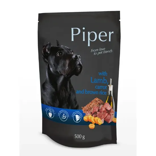 Снимка на Piper with lamb and carrot - Пауч за пораснали кучета с агнешко месо и моркови, 3 броя х 500 гр.