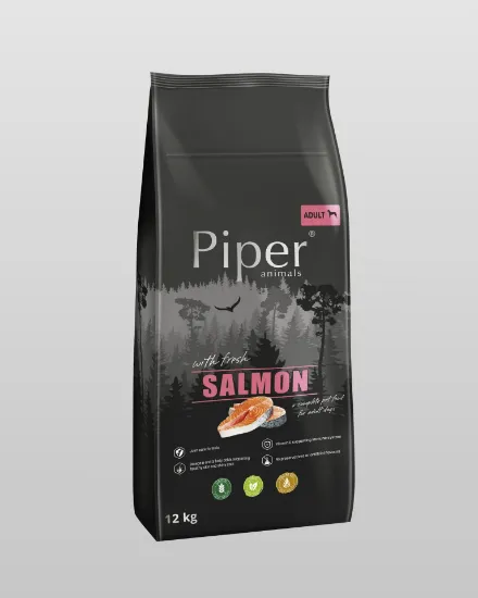 Снимка на Piper Super Premium Salmon -Пълноценна суха храна за израснали кучета със свежа сьомга 12 кг.