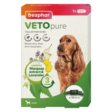 Показвай детайлите за Beaphar Veto Pure Bio - Противопаразитна каишка за кучета на билкова основа 65 см. Снимка на Beaphar Veto Pure Bio - Противопаразитна каишка за кучета на билкова основа 65 см.