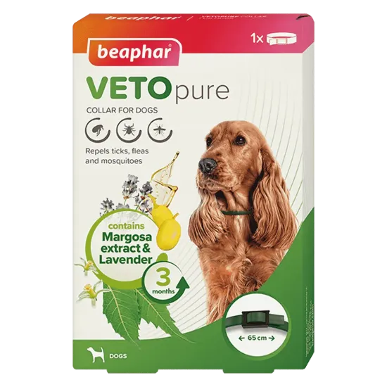 Снимка на Beaphar Veto Pure Bio - Противопаразитна каишка за кучета на билкова основа 65 см.