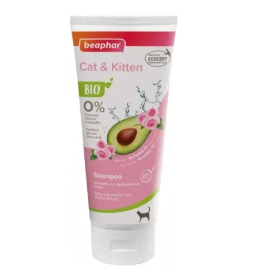 Снимка на Beaphar BIO Shampoo Cat and Kitten -Шампоан за котки с био авокадо, розово масло, алое вера 200 мл.