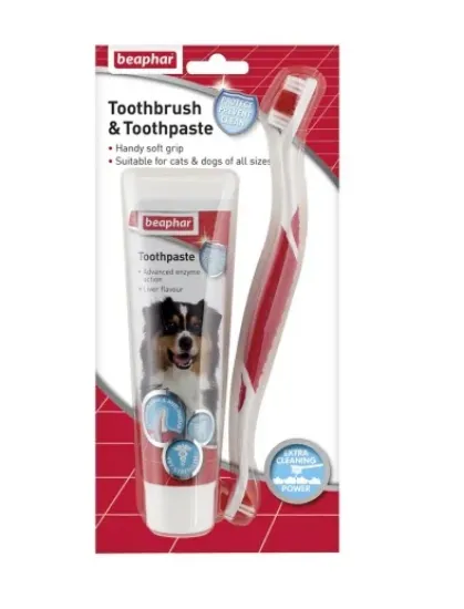 Снимка на Beaphar Dental Kit- Комплект паста за зъби + четка за зъби, 100 гр.