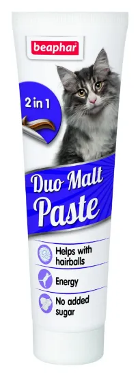 Снимка на Beaphar Malt Paste Duo Active - Малцовата паста е средство против образуване на топки косми в стомаха,което комбинира 2 действия в 1 туба 100 гр.