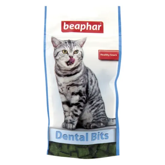 Снимка на Beaphar Dental Bits -Котешка добавка към храната за чисти и здрави зъби, 3 броя х 35 гр.
