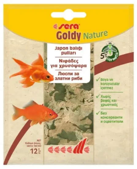 Снимка на Sera Nature Goldy - Основна храна за златни рибки без оцветители и консерванти с инсекти 12 гр.