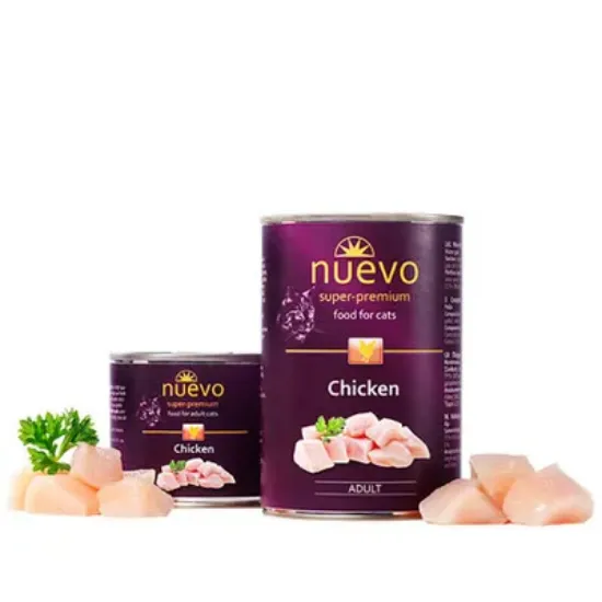 Снимка на Nuevo Cat Chicken - Консервирана храна с чисто пилешко месо за котки, 5 броя х 200 гр.
