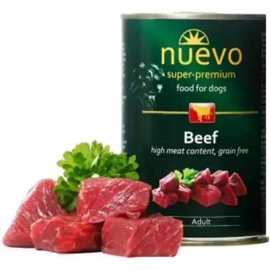 Снимка на Nuevo Adult Beef- Консервирана храна с говеждо месо за израснали кучета, 3 броя х 400 гр.