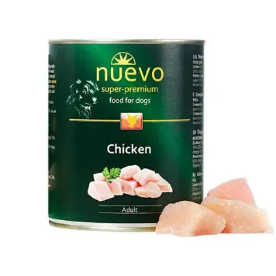 Снимка на Nuevo Dog Chicken - Консервирана храна за израснали кучета с пилешко месо, 3 броя х 400 гр.