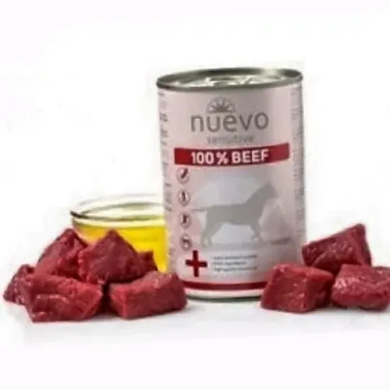 Снимка на Nuevo Dog Sensitive Beef - Консервирана храна за кучета с телешко месо при стомашни проблеми или алергии, 3 броя х 400 гр.