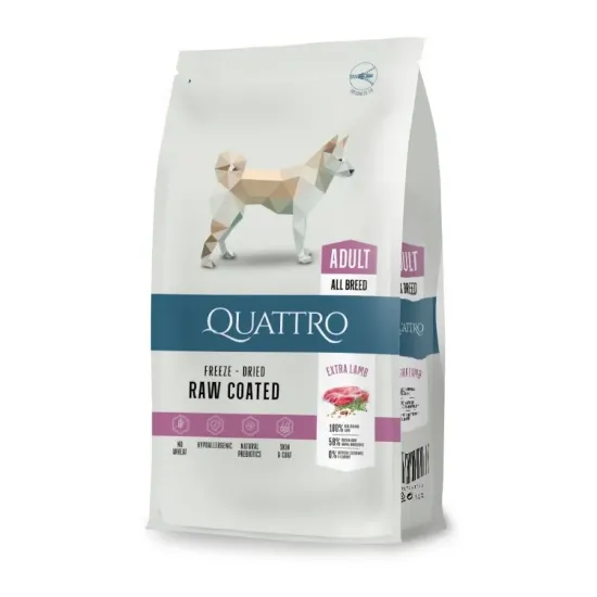 Снимка на Quattro Adult Lamb All Breed -Пълноценна суха храна за израснали кучета от всички породи с агнешко месо 12 кг.