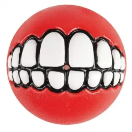 Снимка на Rogz Grinz Ball - Кучешка играчка гумена топка с отвор за лакомства 4.9 см. червена